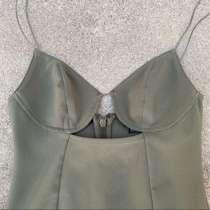 Topshop Olive Green Cutout Bodycon Dress